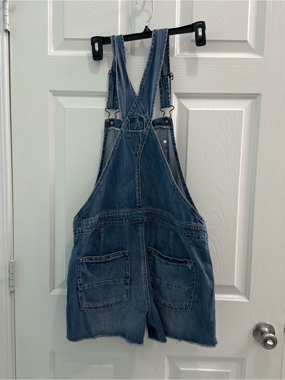 American Eagle Outfitters Women's Size Small Blue Denim Overall Shorts Shortalls - Picture 6 of 12